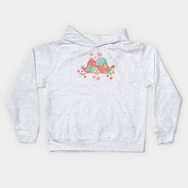 Cartoon Lovely Birds Lover Art Kids Hoodie by MariaStore